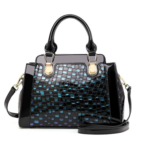 Blue Stone Patterned Large Capacity Handbag