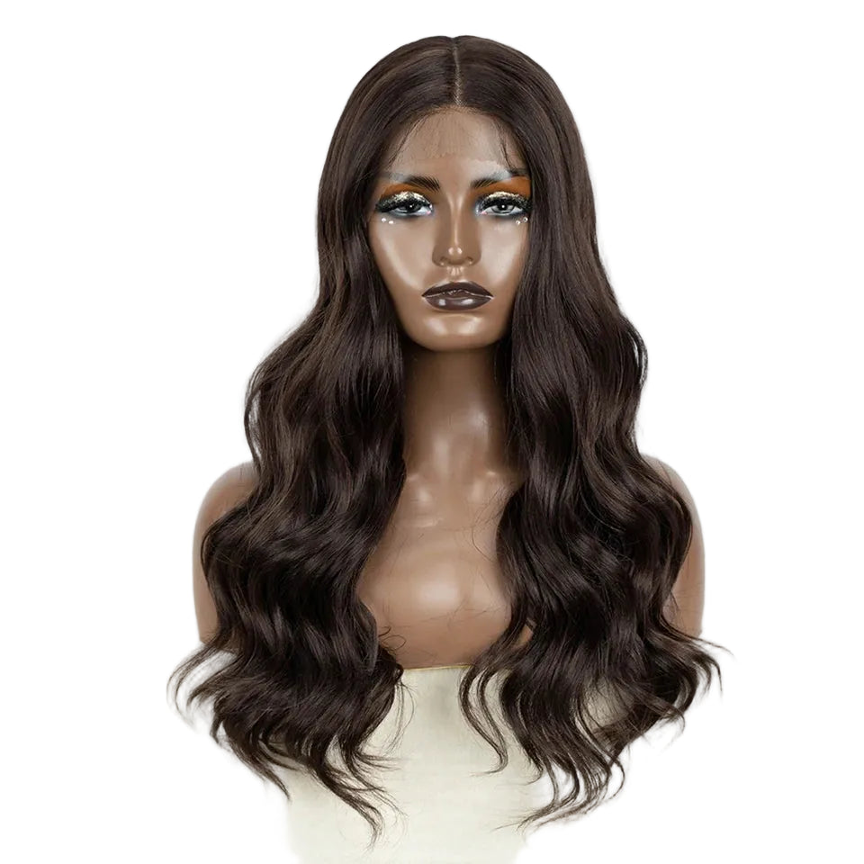 Black Body 24 inch Wavy Easy Wear Lace Front Synthetic Wigs 