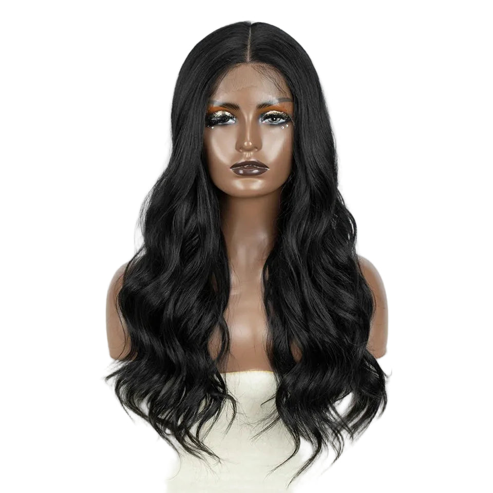 Black Body 24 inch Wavy Easy Wear Lace Front Synthetic Wigs 