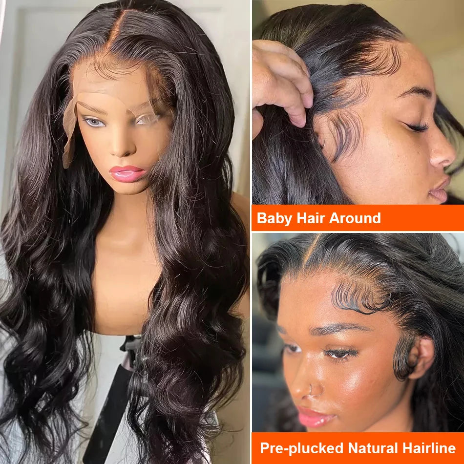 Body Wave 180D Transparent Human Hair Lace Frontal Wig