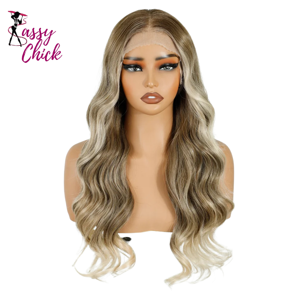 Body Wave 26 Inch Long Frontal Lace Synthetic Wigs Sassy Chick Logo