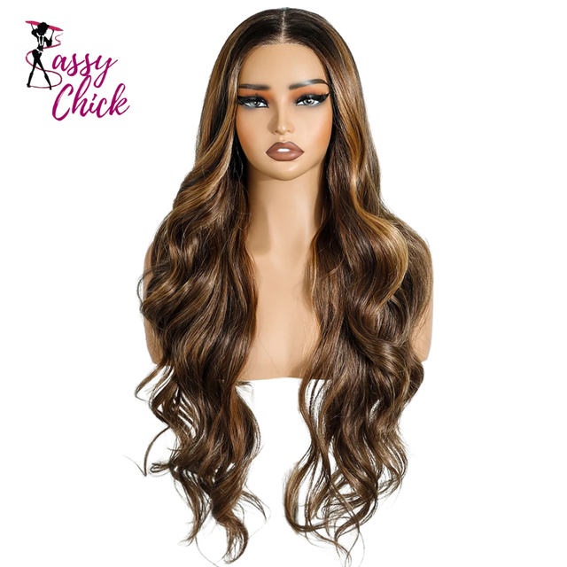 Body Wave 6"x4" Wear and Go Glue less  Synthetic Lace Front Wigs Sassy Chick Logo