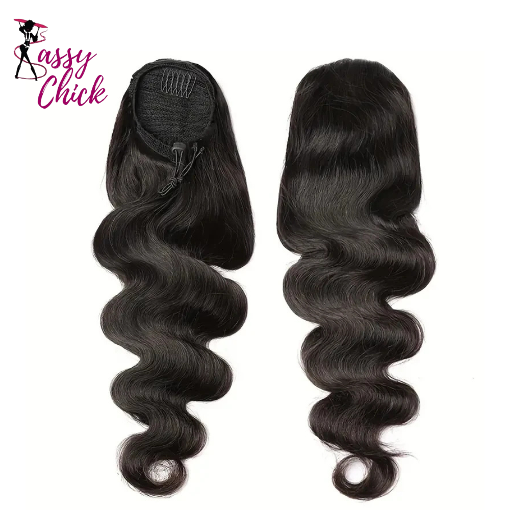 Body Wave Ponytail Extensions Human Hair Extensions Sassy Chick Logo