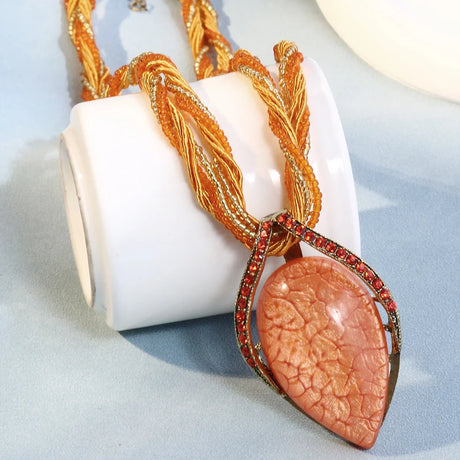 Orange Bohemia Ethnic Handmade Necklace For Women
