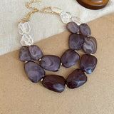 Brown Bohemian Acrylic Irregular Colorful Bead Necklaces