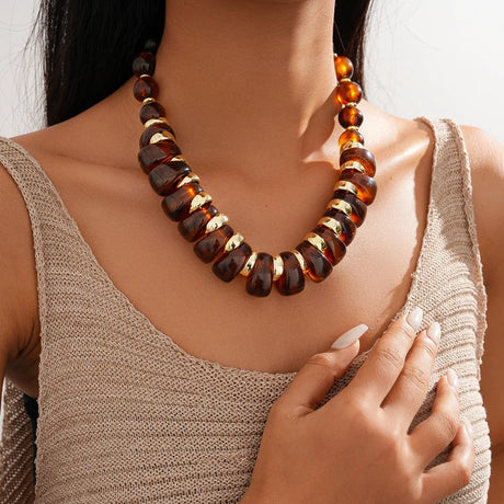 Bohemian Acrylic Irregular Colorful Bead Necklaces