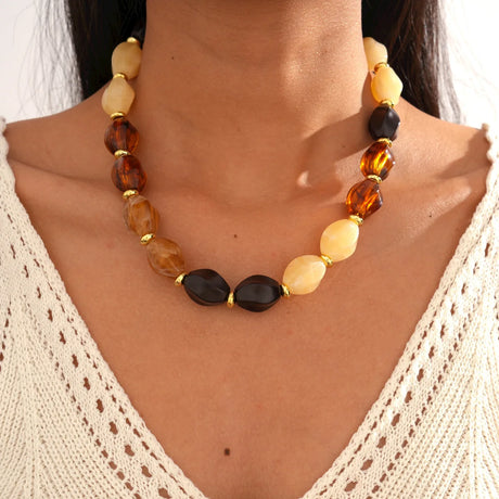 Bohemian Acrylic Irregular Colorful Bead Necklaces
