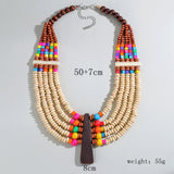 Bohemian African Style Handmade Wooden Beaded Necklace Size