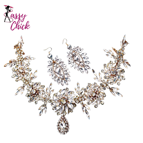 Bohemian Crystal Rhinestone Crown Forehead Bridal Headband Sassy Chick Logo