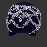 White Bohemian Crystal Rhinestone Crown Forehead Bridal Headband
