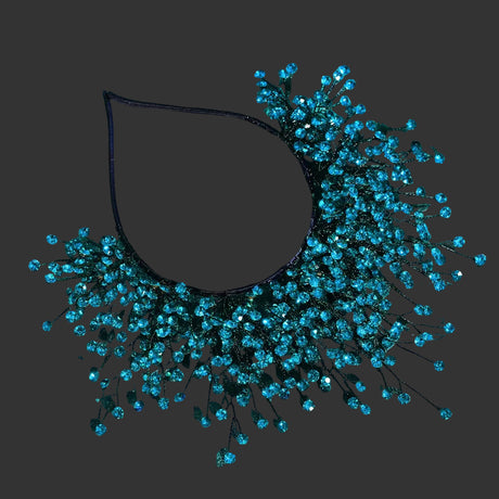 Blue Bohemian Crystal Rhinestone Crown Forehead Bridal Headband