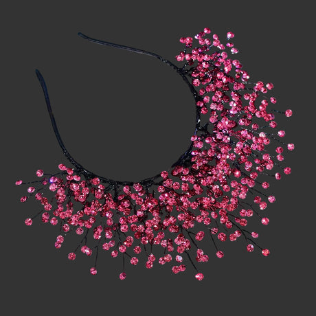 Red Bohemian Crystal Rhinestone Crown Forehead Bridal Headband