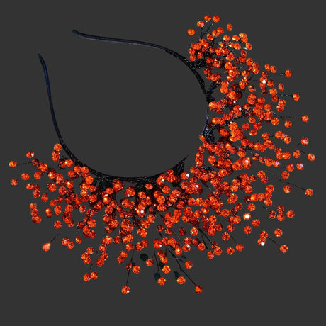 Orange Bohemian Crystal Rhinestone Crown Forehead Bridal Headband