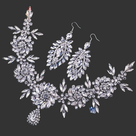 White Bohemian Crystal Rhinestone Crown Forehead Bridal Headband