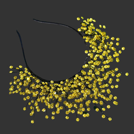 Yellow Bohemian Crystal Rhinestone Crown Forehead Bridal Headband