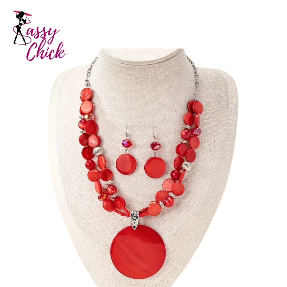 Bohemian Ethnic Style Exaggerated Red Round Jewerly