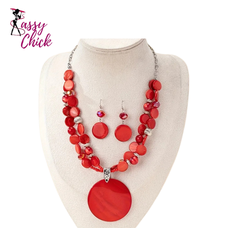 Bohemian Ethnic Style Exaggerated Red Round Jewerly