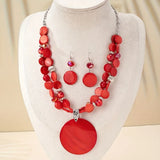 Bohemian Ethnic Style Exaggerated Red Round Jewerly
