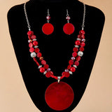 Bohemian Ethnic Style Exaggerated Red Round Jewerly