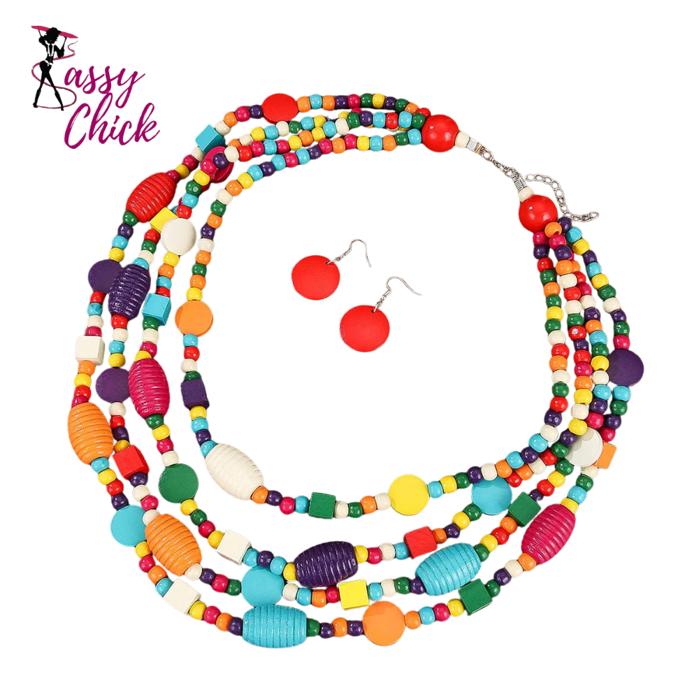 Bohemian Fresh Multi-layer Wooden Bead Handmade Jewelry Sassy Chick Logo