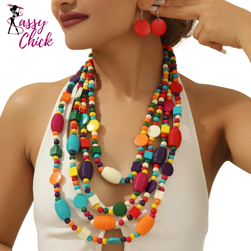 Bohemian Fresh Multi-layer Wooden Bead Handmade Jewelry Sassy Chick Logo