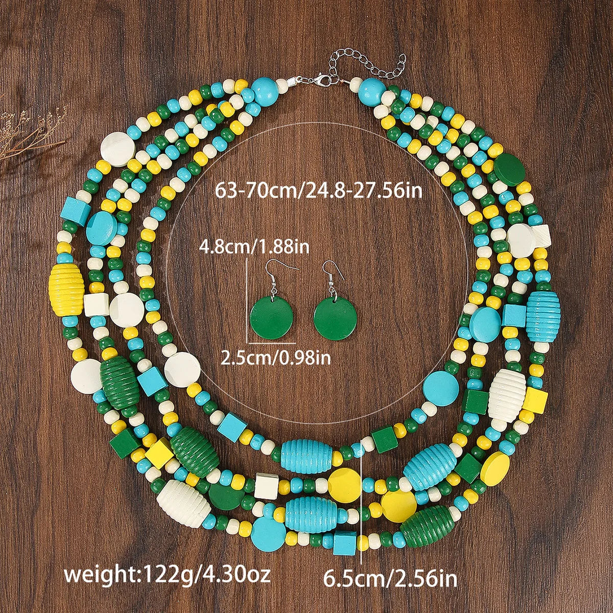 Size of Bohemian Fresh Multi-layer Wooden Bead Handmade Jewelry