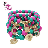 Bohemian Multicolor Acrylic Beaded Bracelets Bangles Sassy Chick Logo
