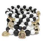 black white acrylic beaded bracelet 
