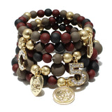 matte brown black grey acrylic beaded bracelet