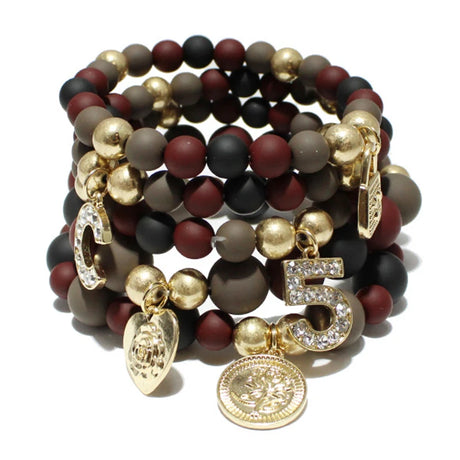 matte brown black grey acrylic beaded bracelet