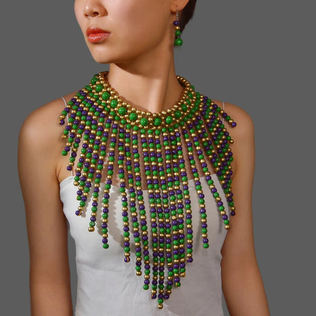 Green Bohemian Retro Beaded Statement Ethnic Jewelry Set