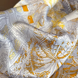 Gold Gray Bohemian Satin Head Wrap Square Silk Scarf