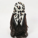 Black White Bohemian Satin Head Wrap Square Silk Scarf