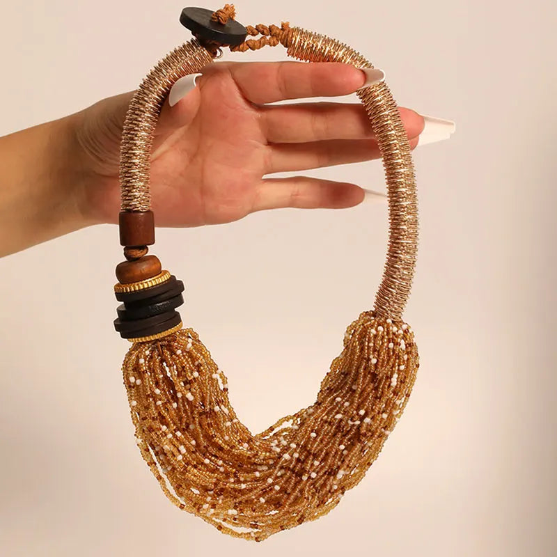 Bohemian Statement Handmade Beach Party Jewelry  Necklace