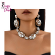 Bohemian Vintage  Oval Metal Pendant Necklace Set Sassy Chick Logo