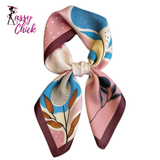 Boho Abstract Floral Satin Silk Lightweight Bandana Sassy Chick Logo