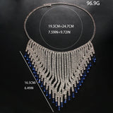 Size of Boho Blue Rhinestone Tassel Headpiece
