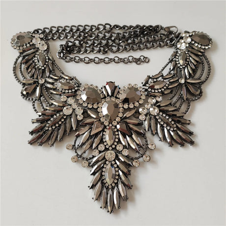 Boho Multicolor Leaf Choker silver