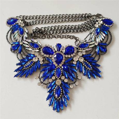 Boho Multicolor Leaf Choker blue