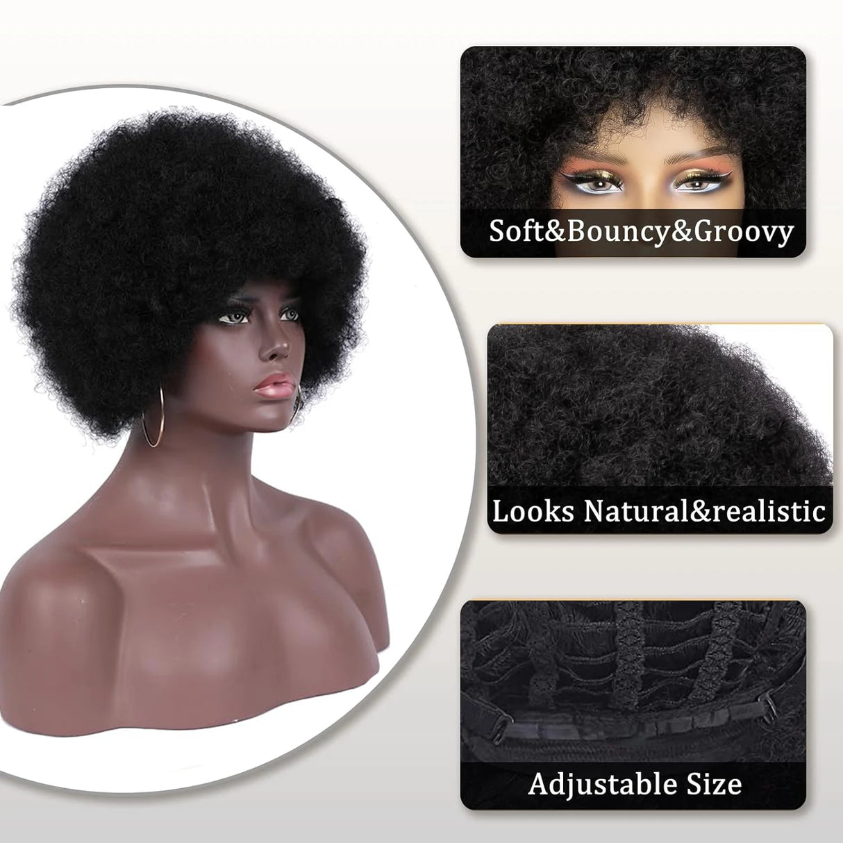 Details of Bouncy and Soft Afro Puff Synthetic Wig for Women