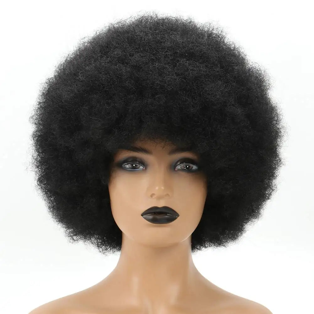 Black Bouncy and Soft Afro Puff Synthetic Wig for Women