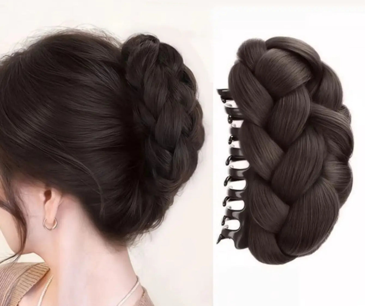 Braided Bun Fluffy Hairpiece Synthetic Claw
