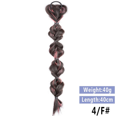 Pink Black Braided Ponytail Hair Extension