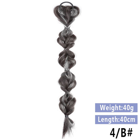 Black White Braided Ponytail Hair Extension