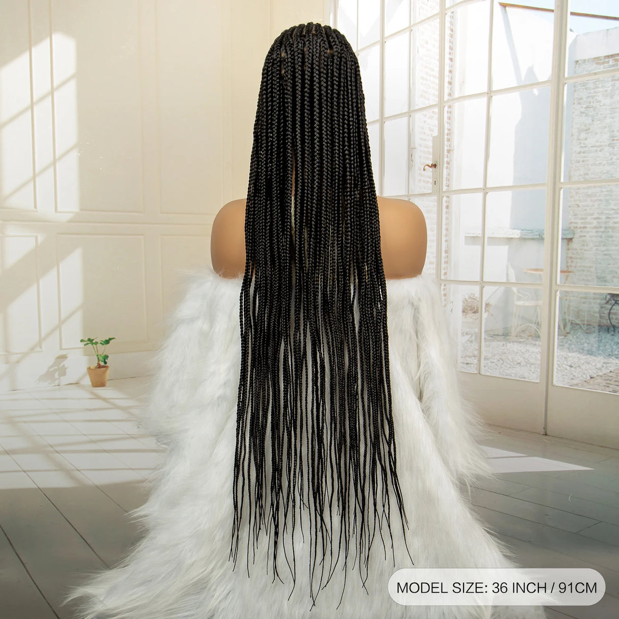 Braided Wig with Baby Hair back black