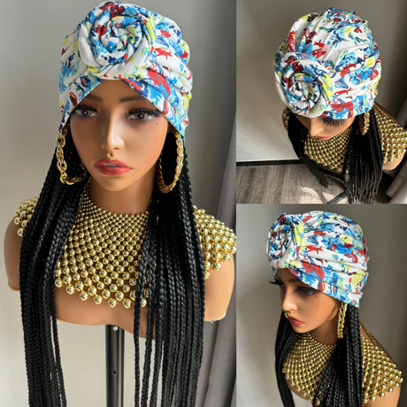 Braiding Hair Extensions Wig With Head Scarf