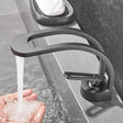 Brass bathroom basin mixer faucet with single handle grey