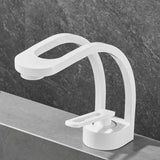 Brass bathroom basin mixer faucet with single handle in white