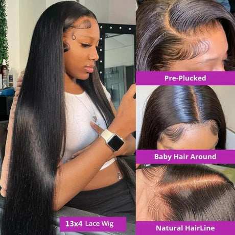 Brazilian 13X6 Hd Lace Frontal Straight Human Hair Wigs