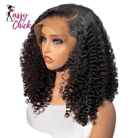 Brazilian 13x4  Short Bob Curly Lace Front Human Hair Wig Sassy Chick Logo